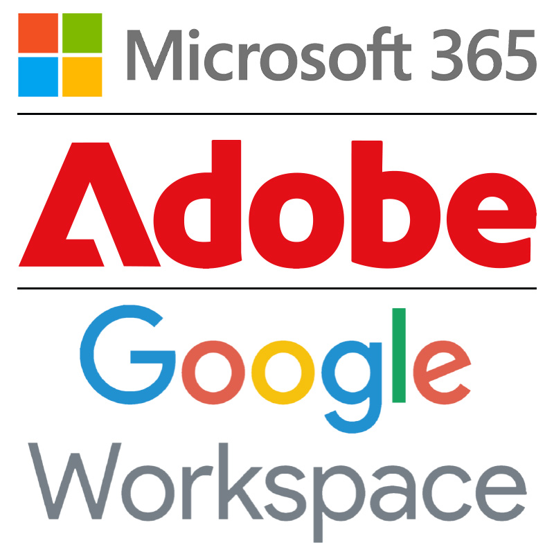 microsoft 365, adobe and google workspace