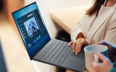 working on dell laptop