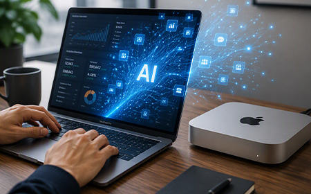 working on a MacBook with apple Mac mini, good for AI