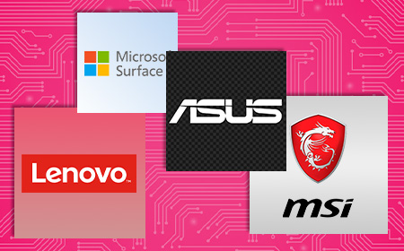 lenovo, surface, asus and MSI AI logos